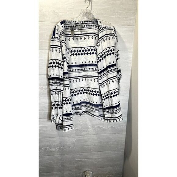 JM Collection Button Down Linen Shirts Long Sleeve Casual Blouses Top - Picture 3 of 7